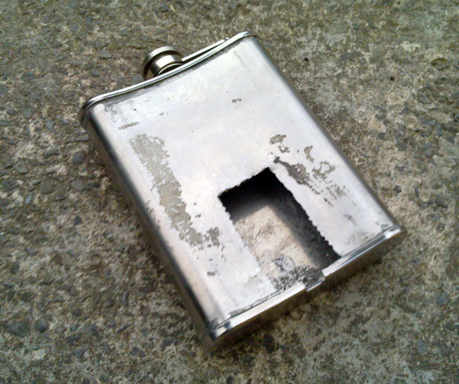 Flask with hole successfully cut out