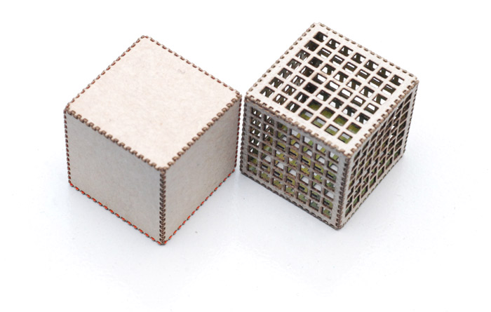 Laser cut tiny cubes