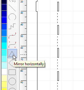 Screenshot of mistranslated Moshidraw, where Draw Triangle is labelled as Mirror horizontally