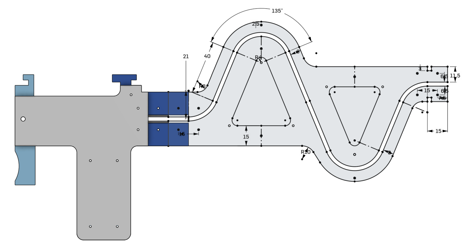 CAD sketch of S-shaped track