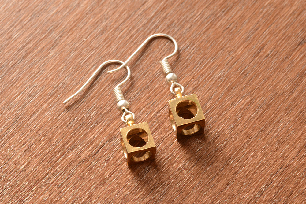 Finished cube earrings