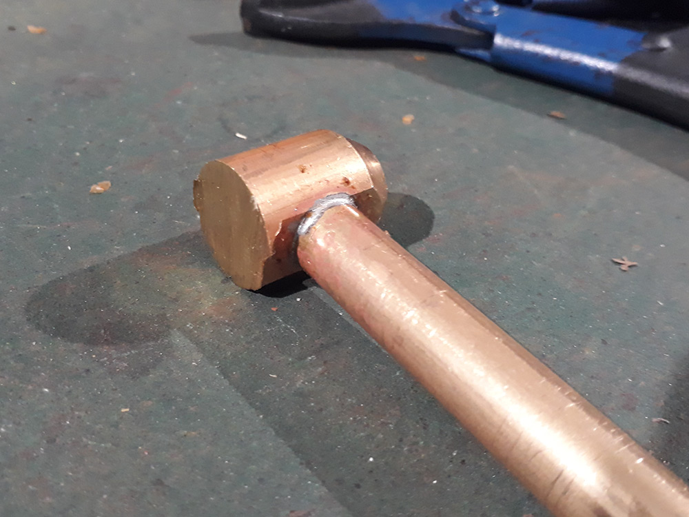 Two sections of brass stock soldered together