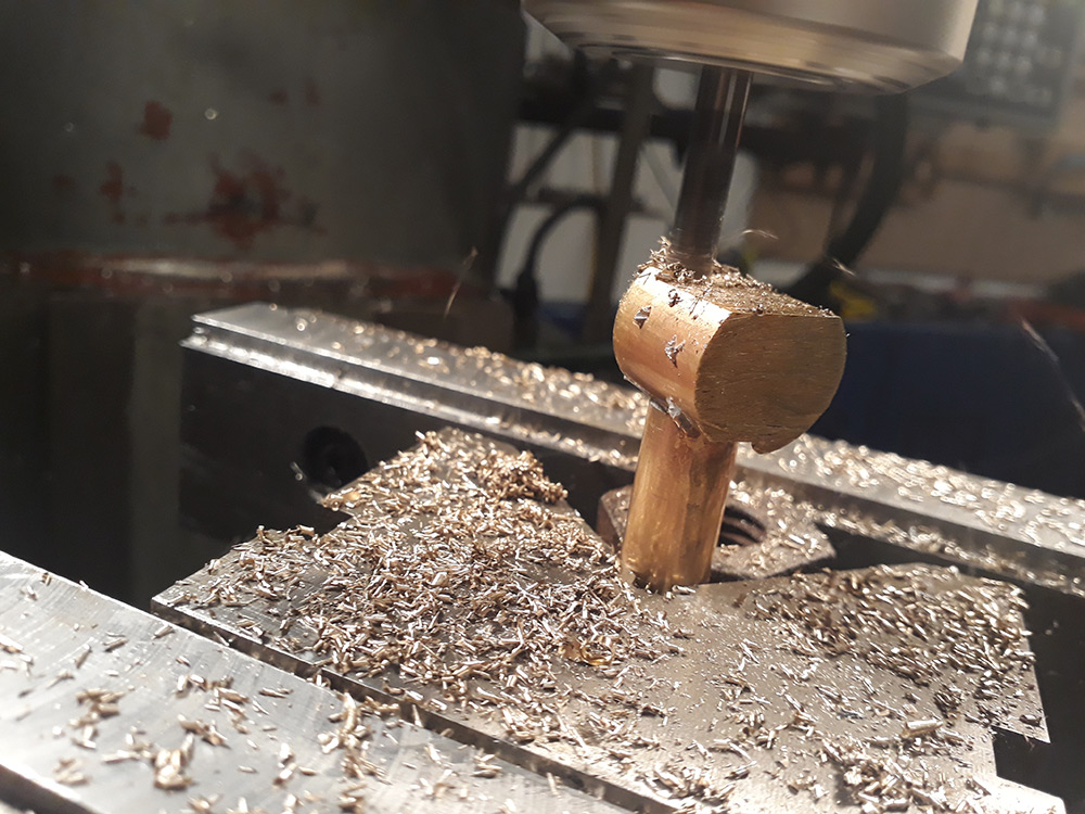 Milling the top of the brass stock