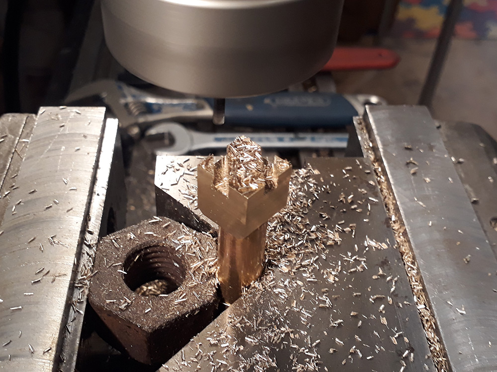 Hogging out the bulk of the material with a regular endmill
