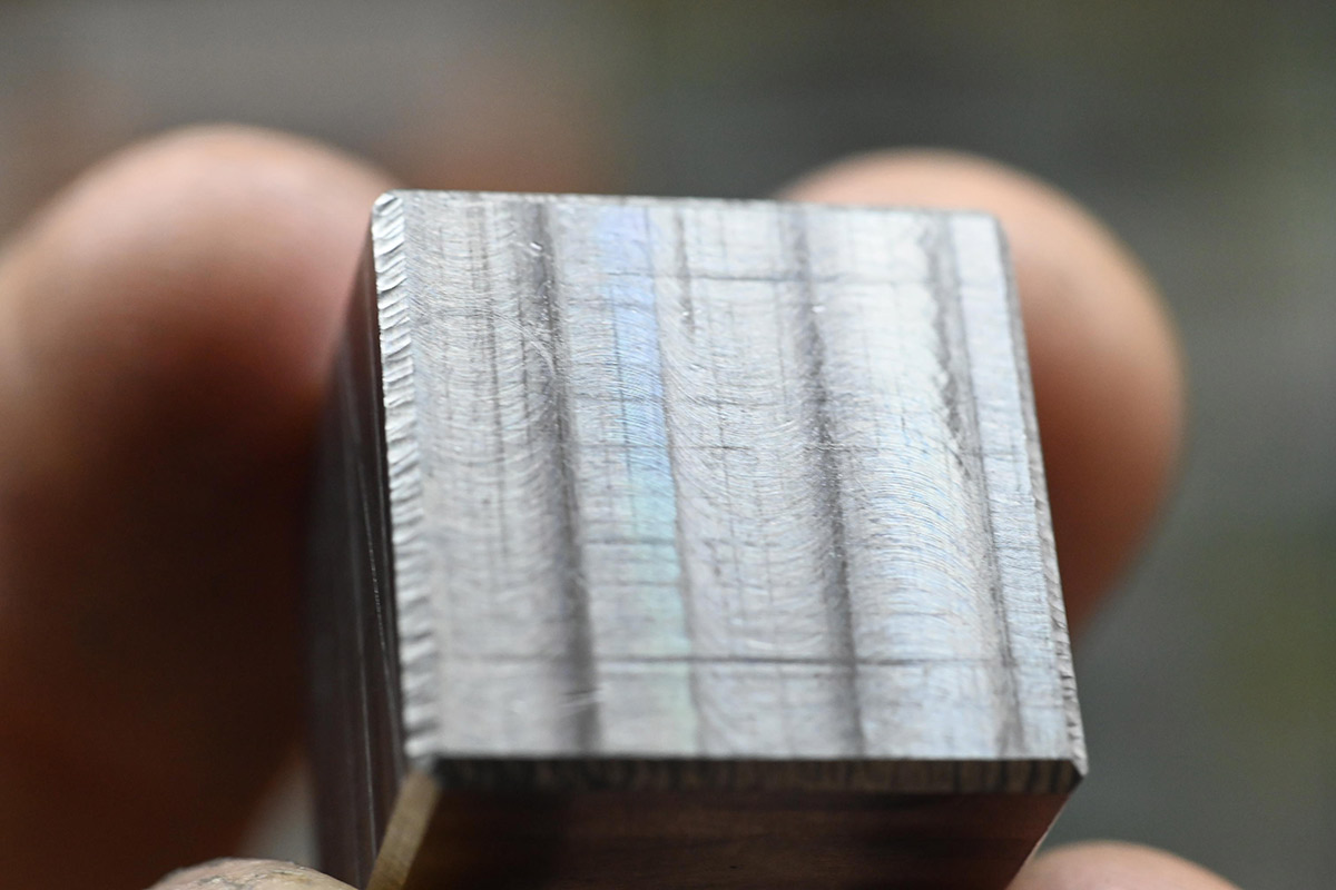 Closeup of the toolmarks on one of the cubes