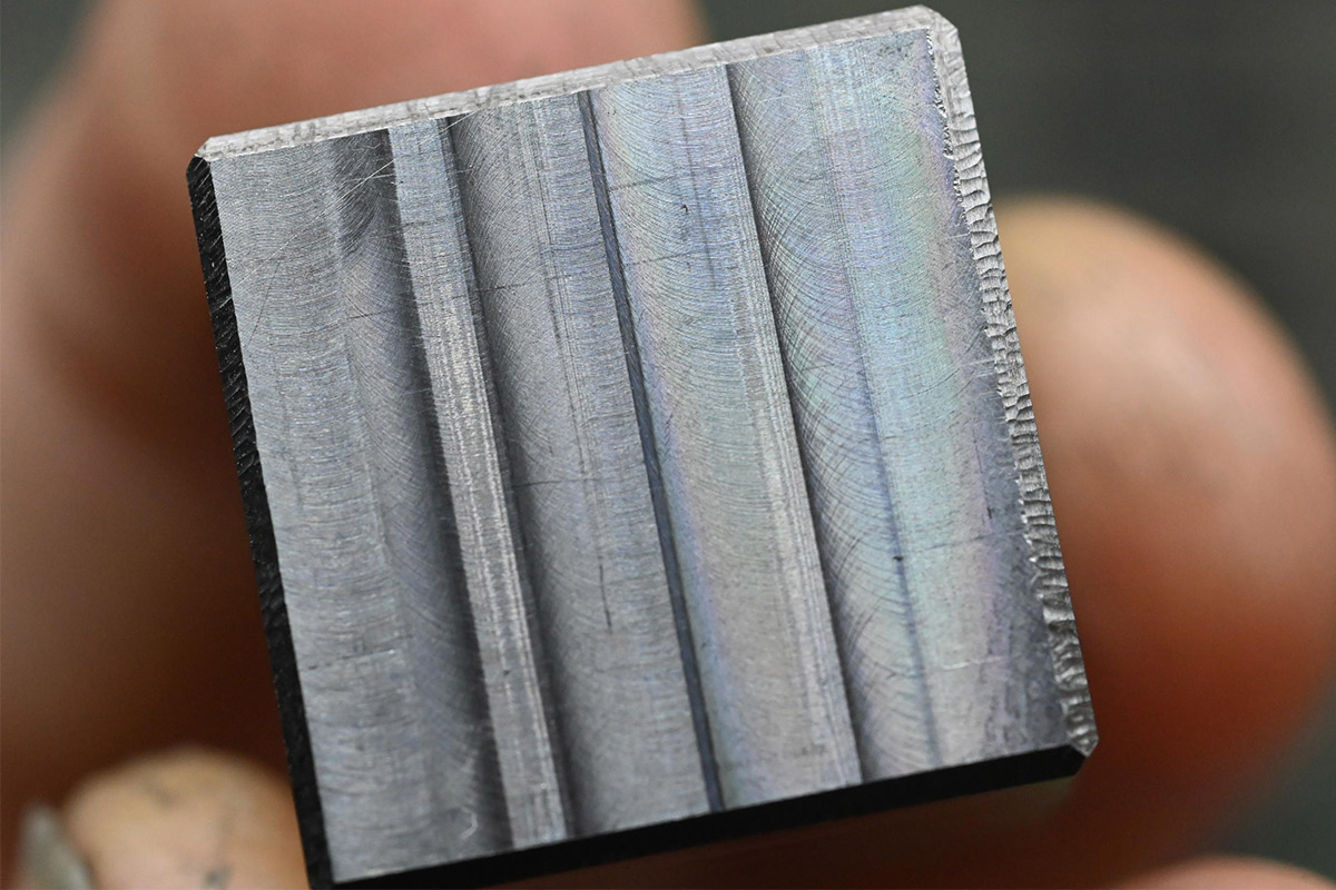 Closeup of the toolmarks on another cube