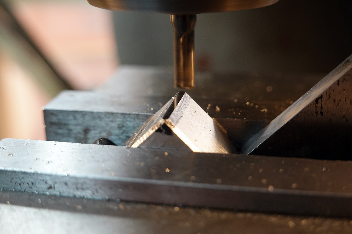 Cube with an edge chamfered this way, almost a mirror finish