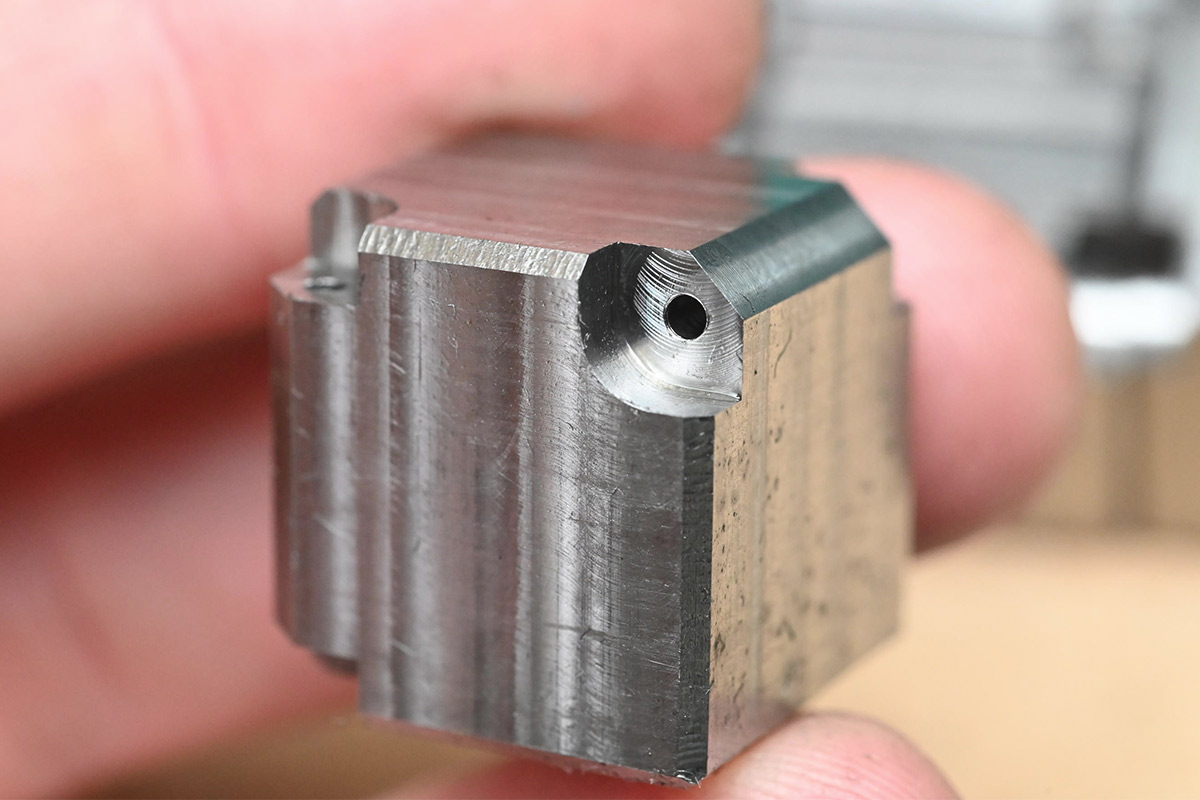 Closeup of one cube's hinge cutout