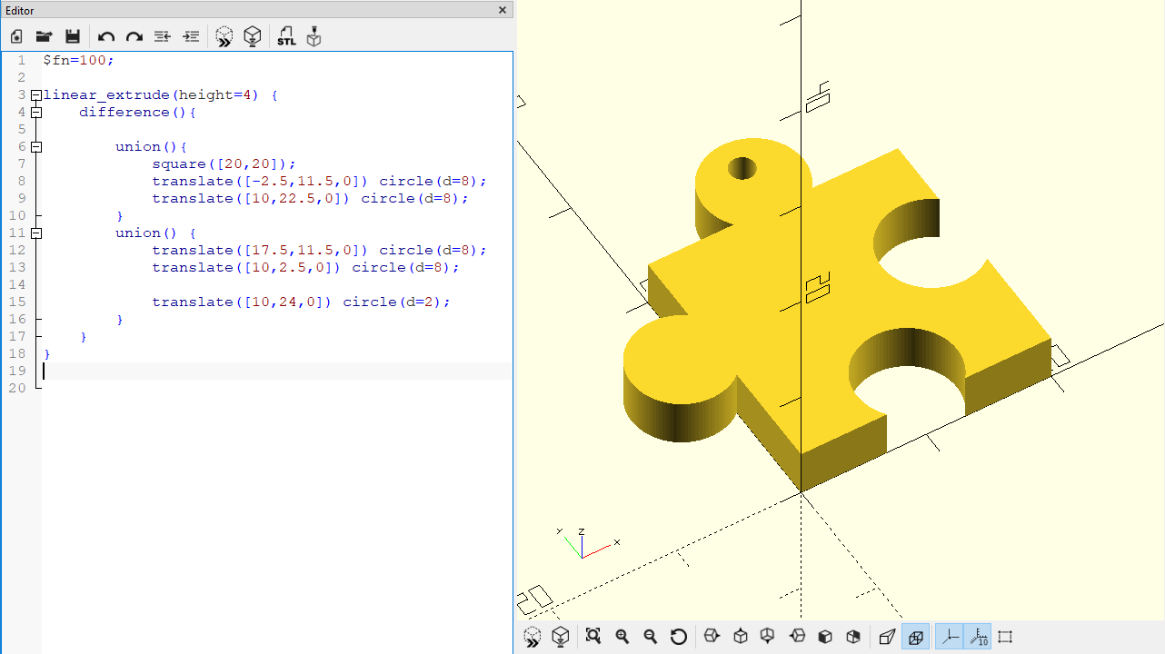 Screenshot of OpenSCAD design