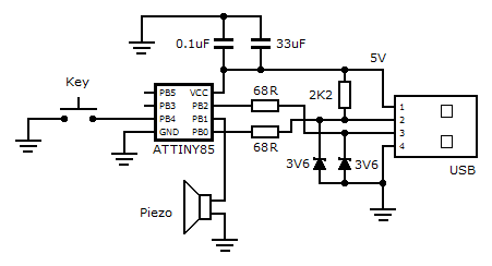 Morse code USB keyboard schematic