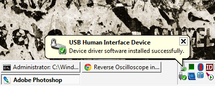 Screenshot of the popup when a USB Human Interface Device is connected for the first time
