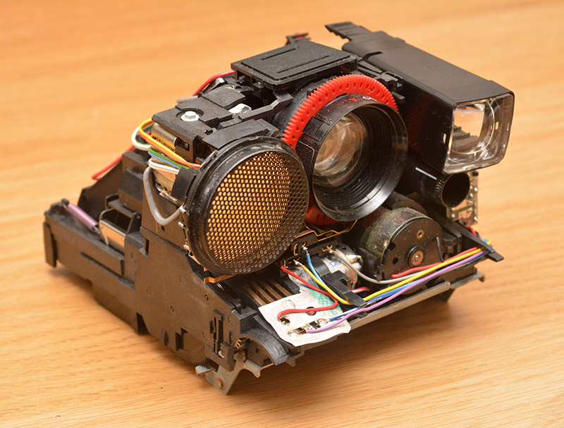 Partly dismantled polaroid camera
