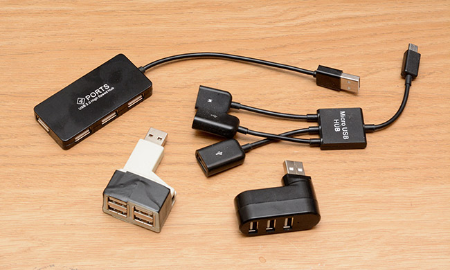 Collection of USB hubs