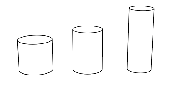 Three cylinders of different dimensions