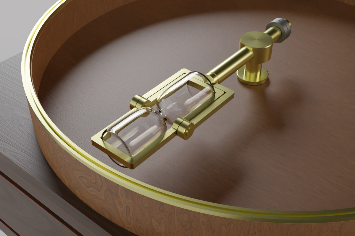 Close up of hourglass mechanism