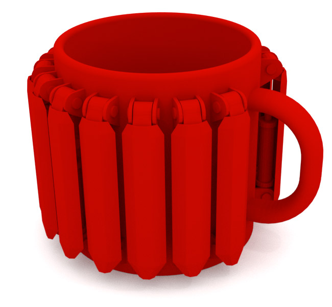 Render of the mug with petals closed