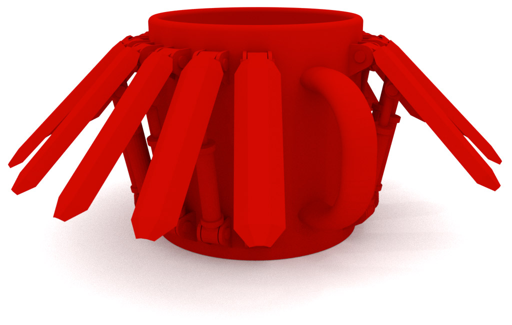 Render of the mug with petals half open