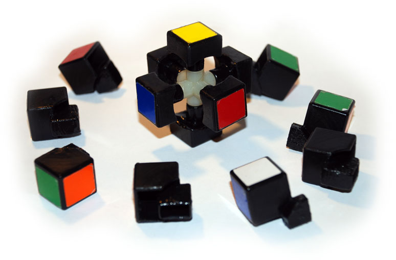 Dismantled Rubik's cube