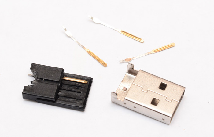USB connector disassembled