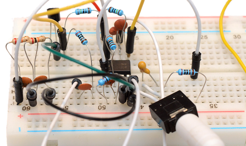 Breadboard with op-amp and lots of passives