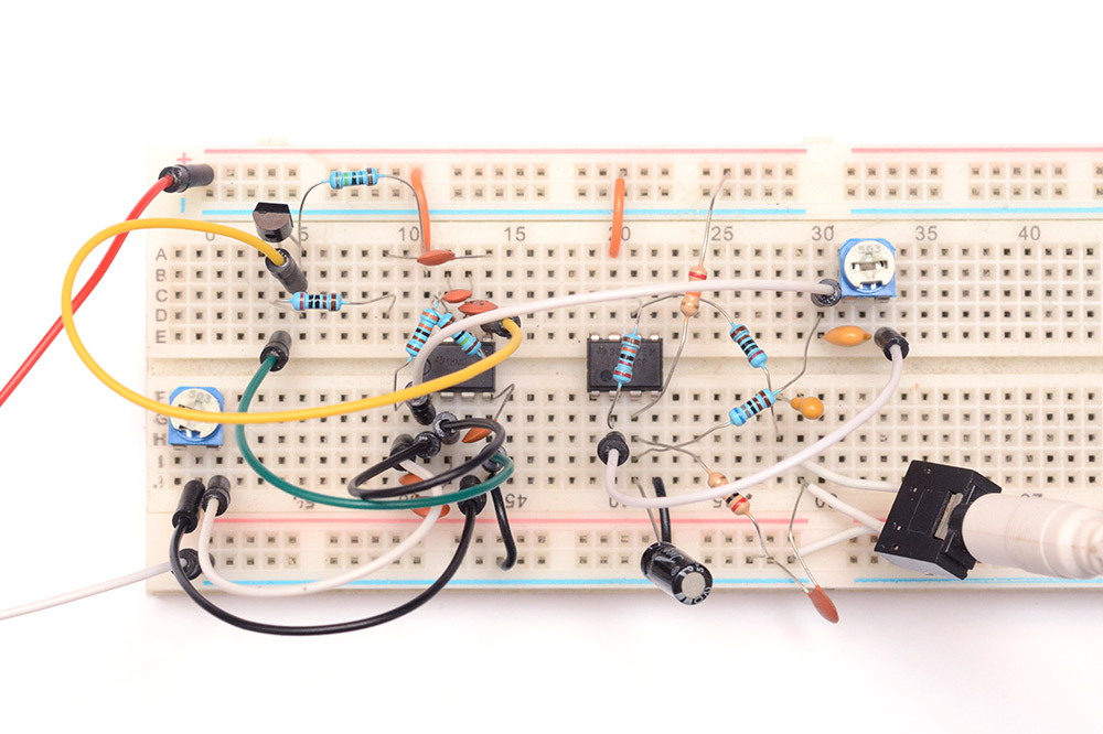 View of the breadboard circuit