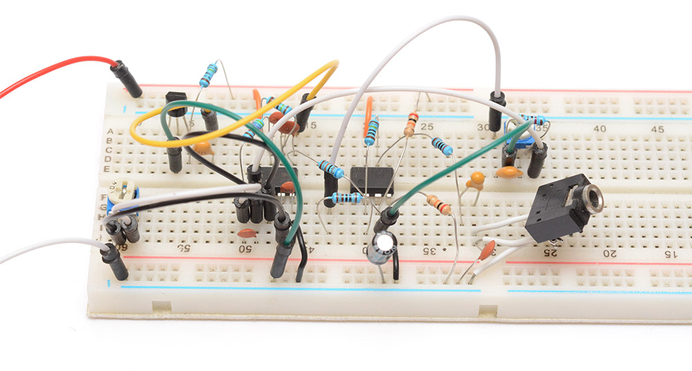 Busy breadboard circuit