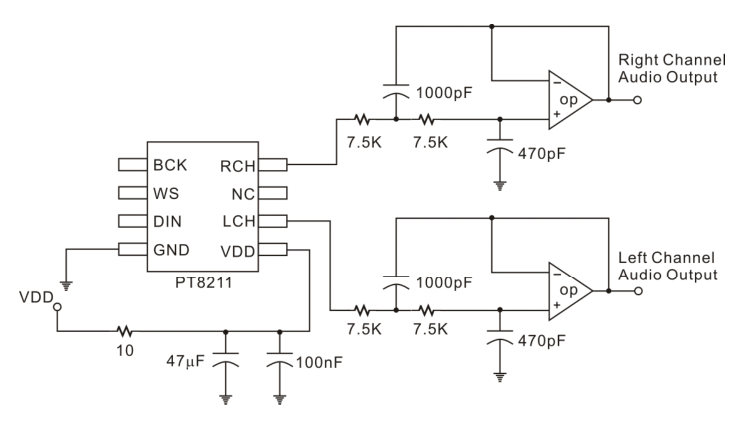 PT8211 schematic from datasheet