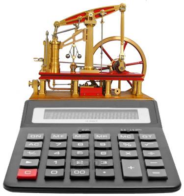 Illustration of a steam-powered calculator