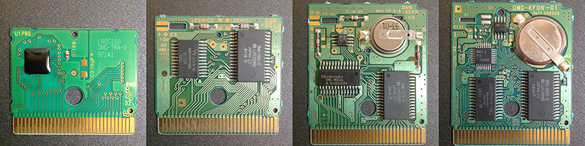 Selection of gameboy rom carts, with varying amounts of support circuitry