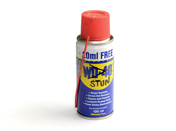 WD-40 with STUN written on it