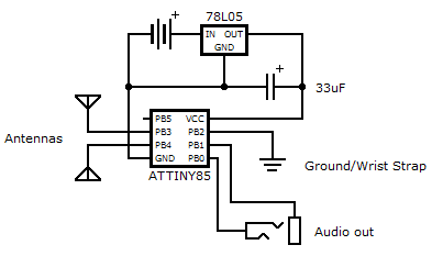 Schematic for the tiny theramin