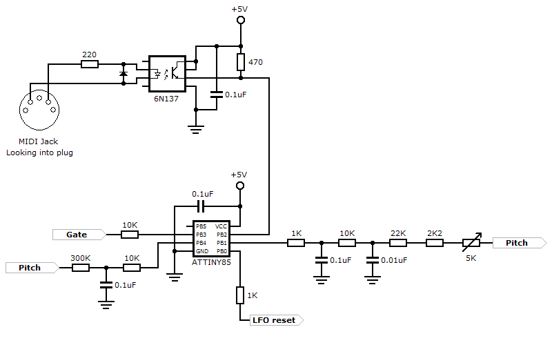 Schematic of the MIDI Monotron