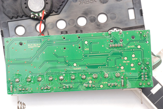 Monotron circuit board underside with test pads