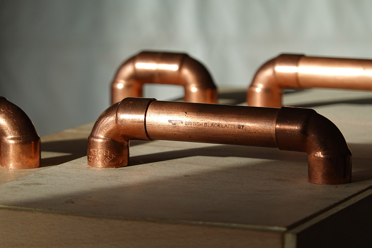 Closeup of copper pipes