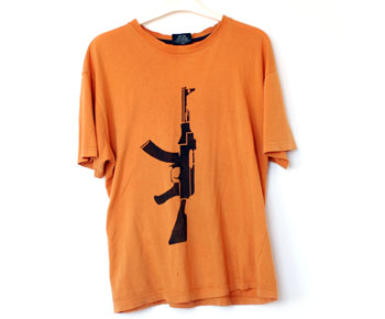 T-shirt stencil of a gun