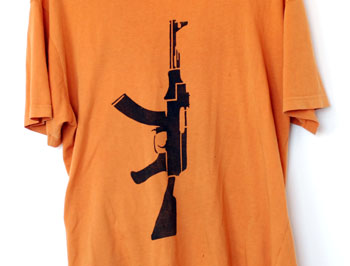 T-shirt stencil of a gun