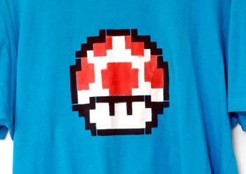 T-shirt stencil of a mario mushroom