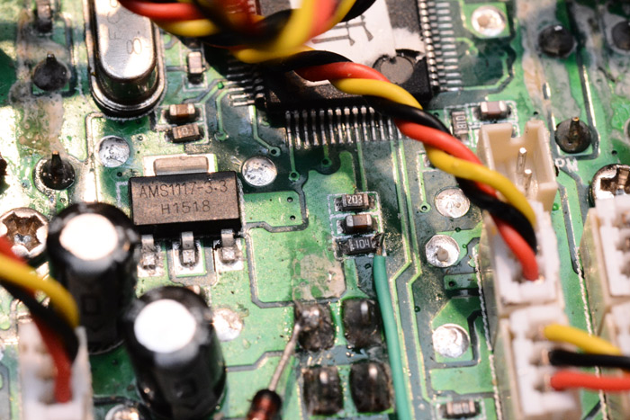 Closeup of the circuit board