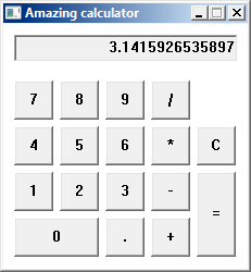 Screenshot of the Amazing calculator