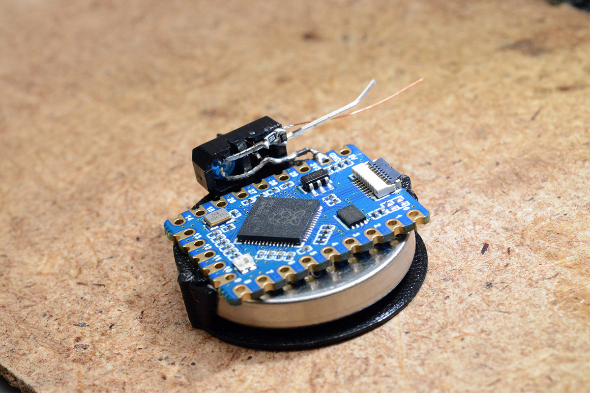 RP2040 board on top of the battery
