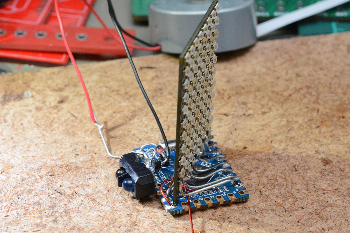 Mosfet and diode soldered behind the matrix