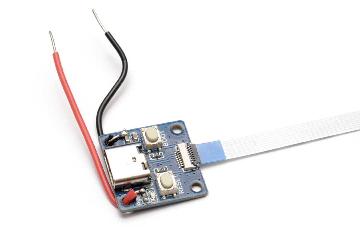 Power lines soldered to the RP2040-tiny adapter board